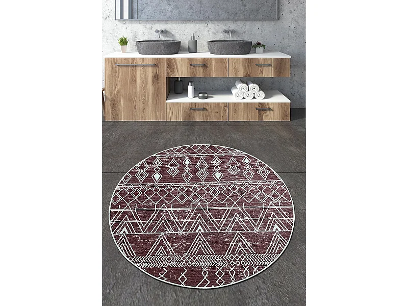 Alfombra de baño Straordinario Djt  burdeos rojo blanco