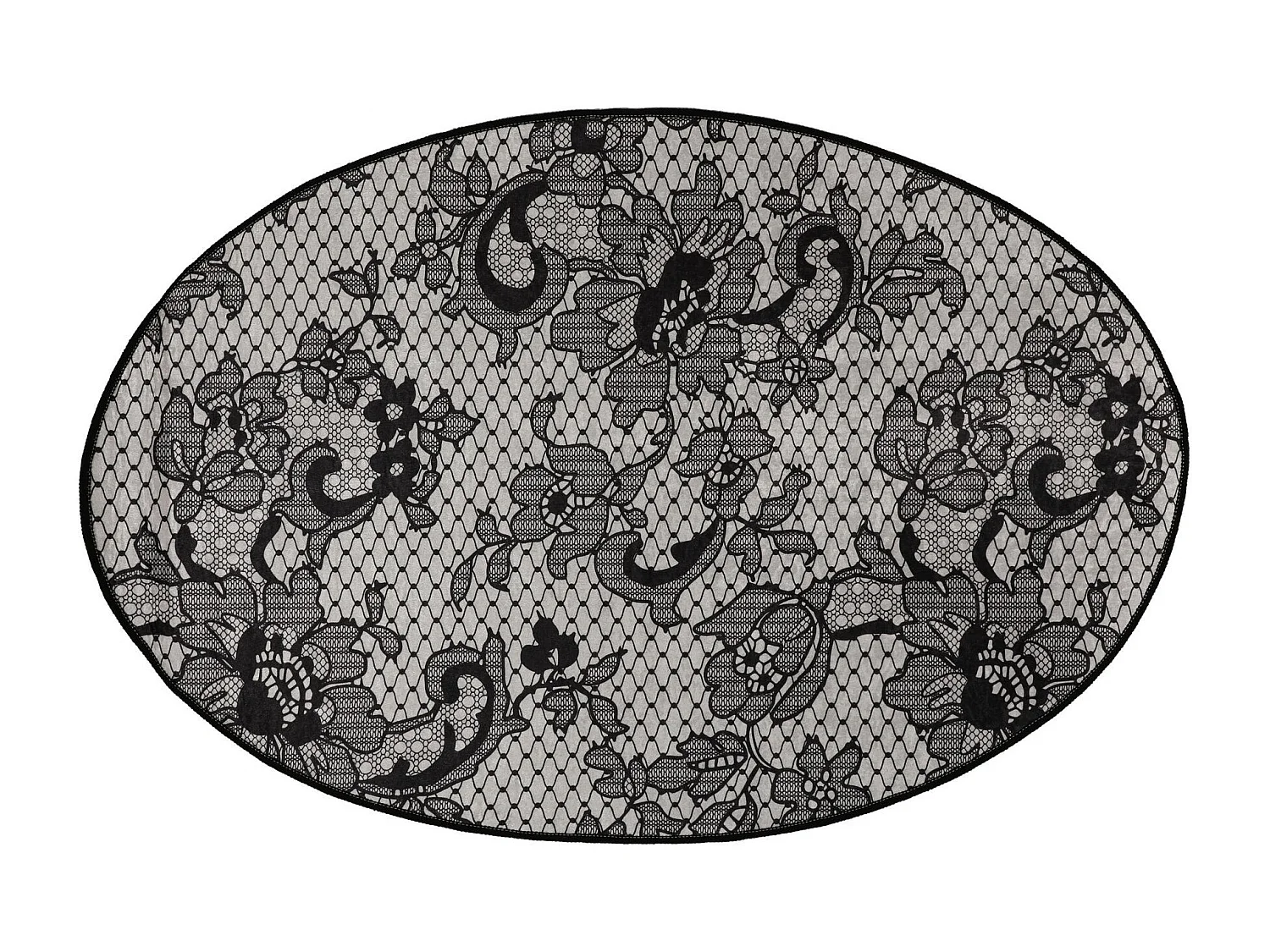 Alfombra de baño Lace DJT  gris blanco negro