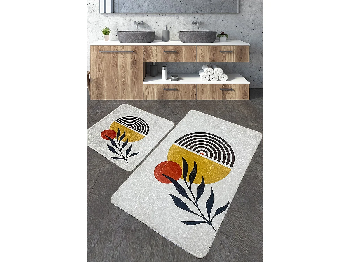 2-teiliges rutschfestes Badezimmermatten-Set aus Polyester Le Soleil Set