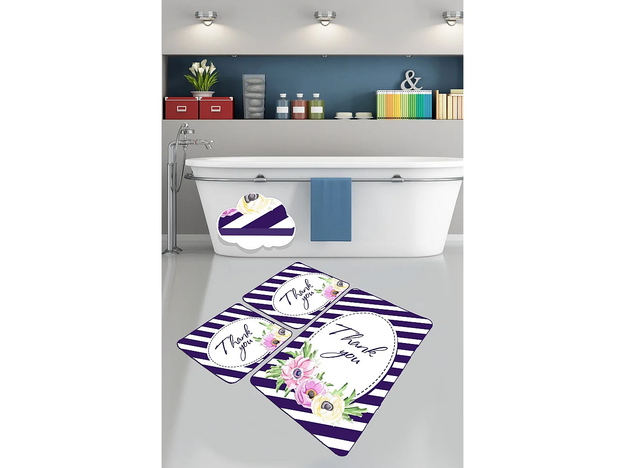Alfombra de baño Set (3 piezas) Thank You multicolor