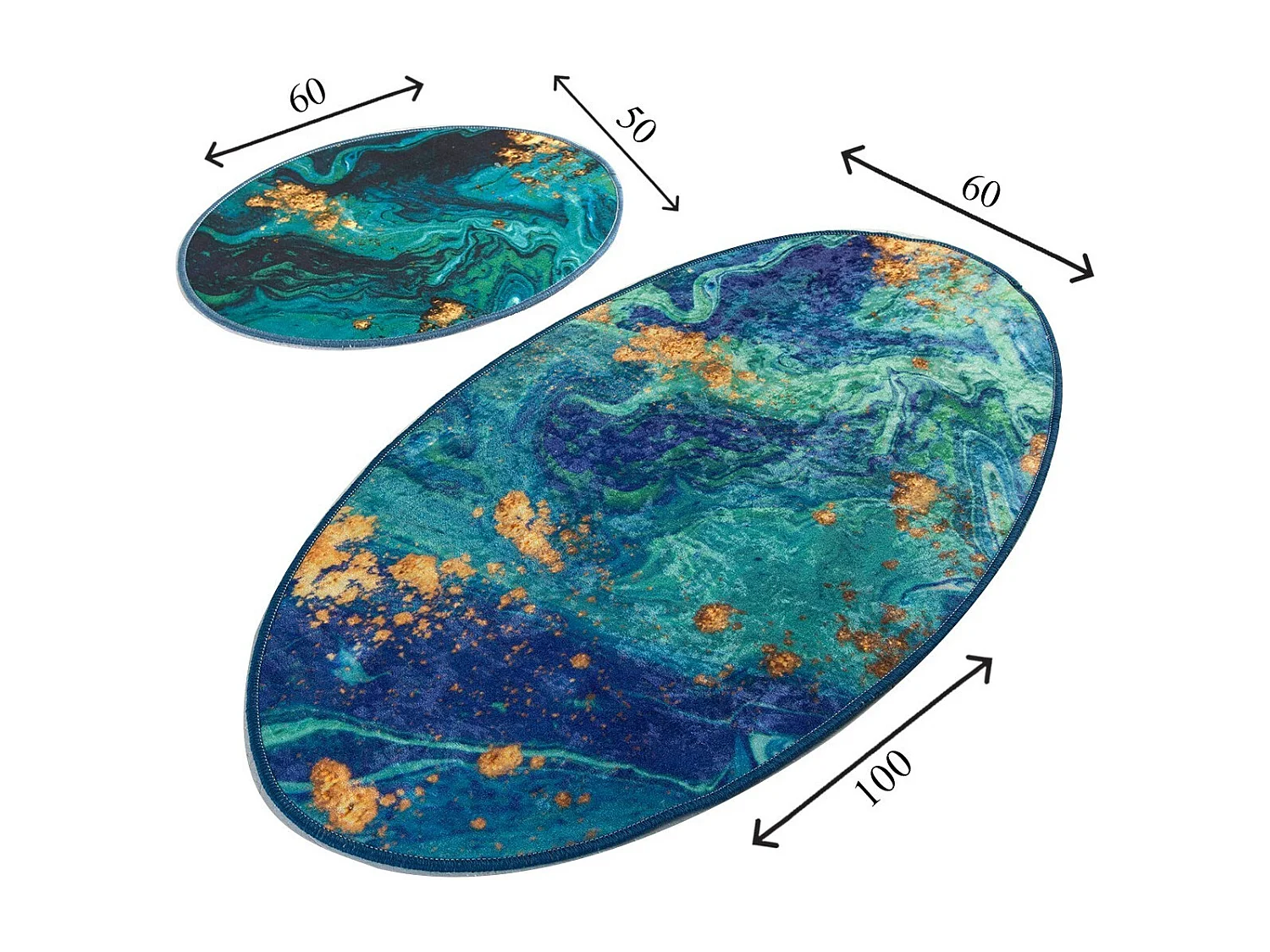 Alfombra de baño Set (2 piezas) Marbling multicolor