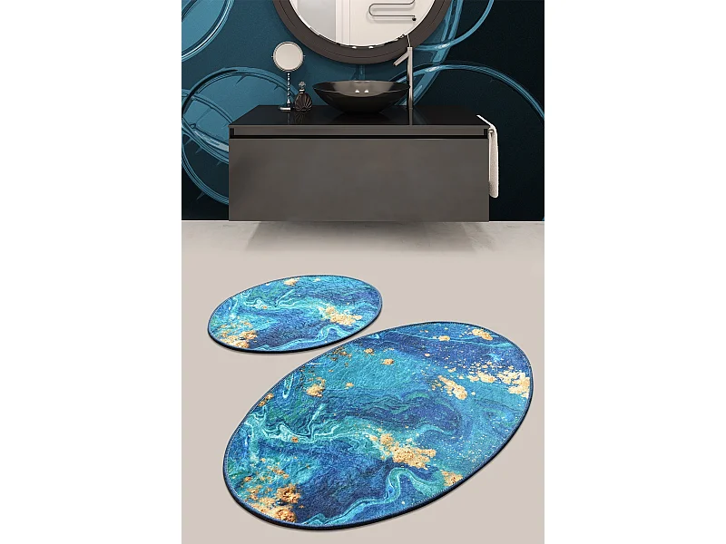 Alfombra de baño Set (2 piezas) Marbling multicolor