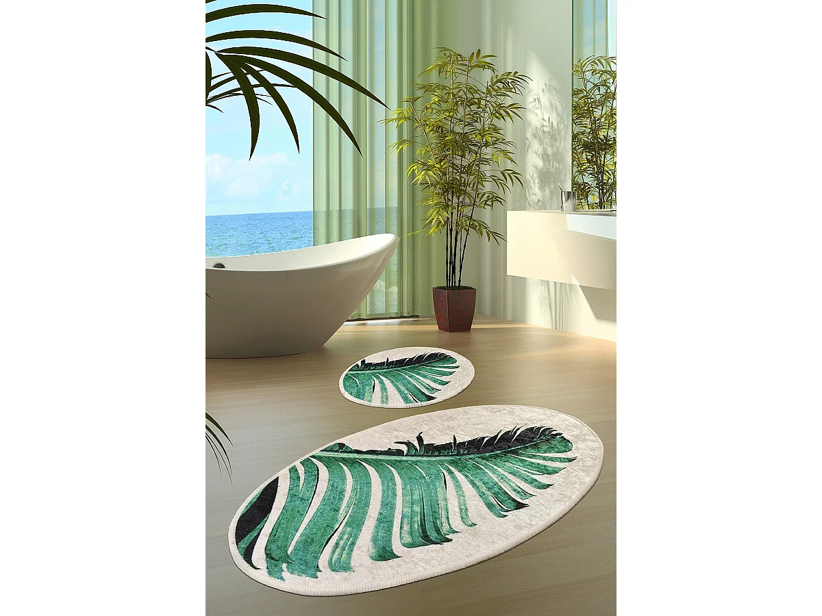Waschbare rutschfeste Badematten Set 2er-Pack Floret