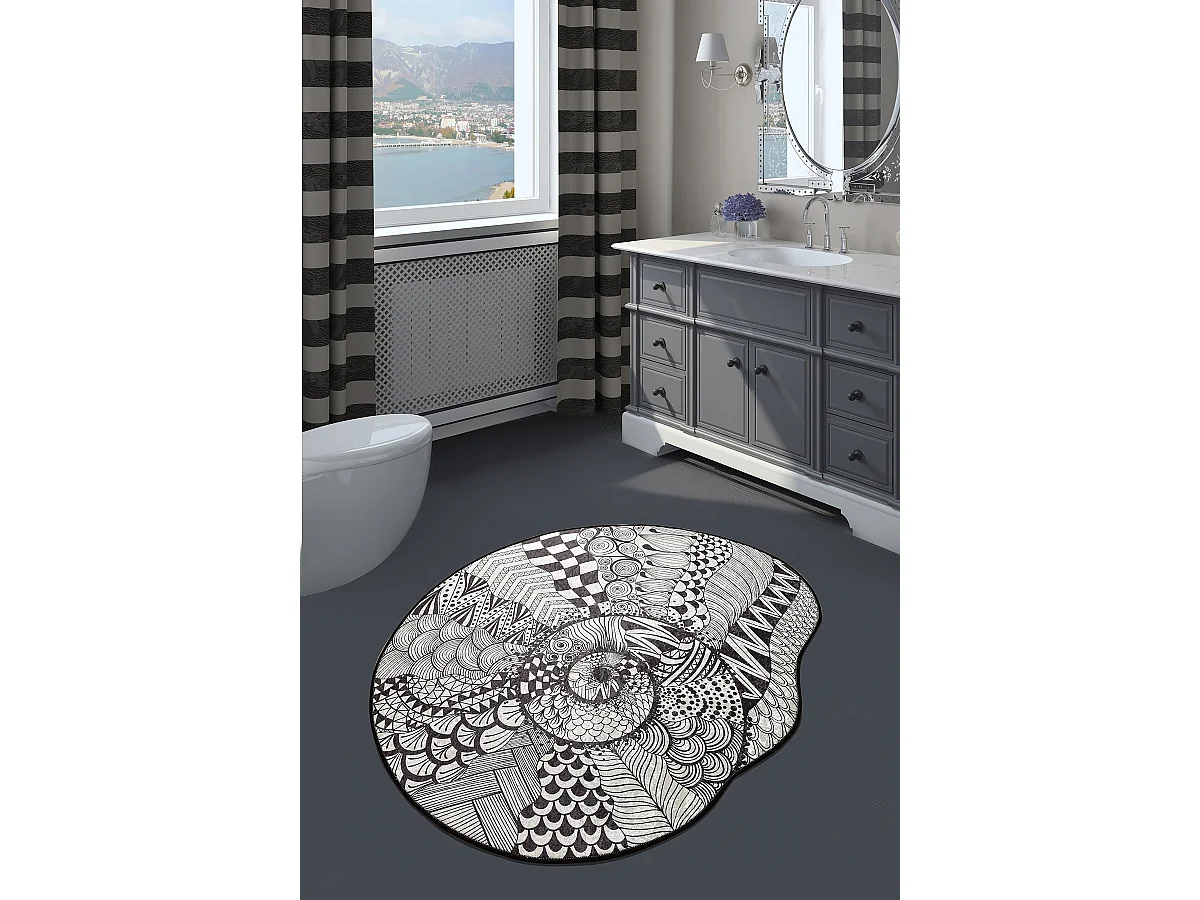 Alfombra de baño More 120 blanco negro
