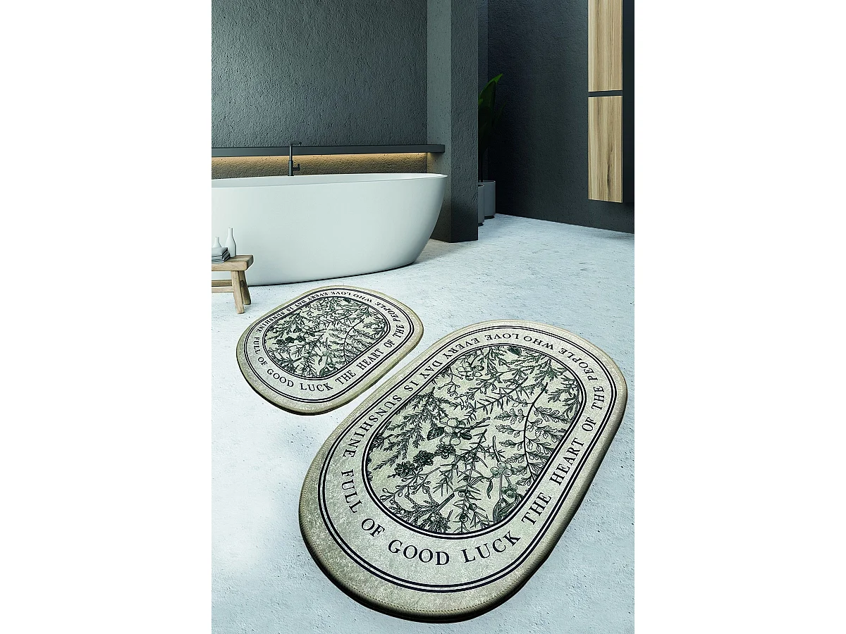 Alfombra de baño Set (2 piezas) Fullof verde beige
