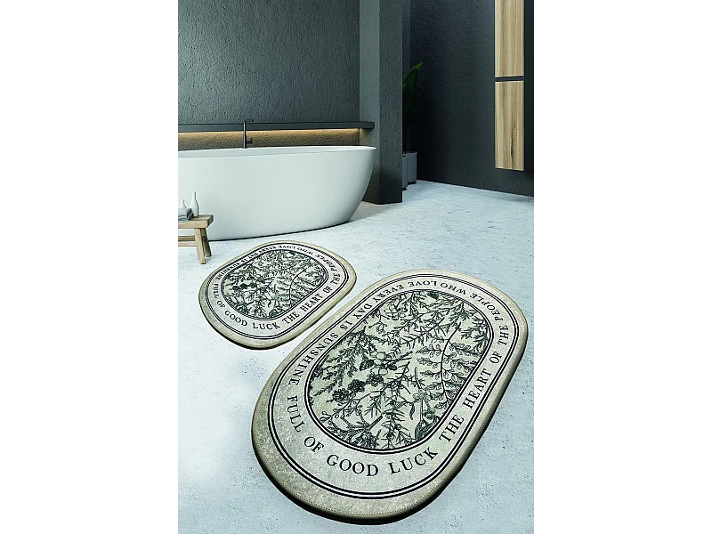 Alfombra de baño Set (2 piezas) Fullof verde beige