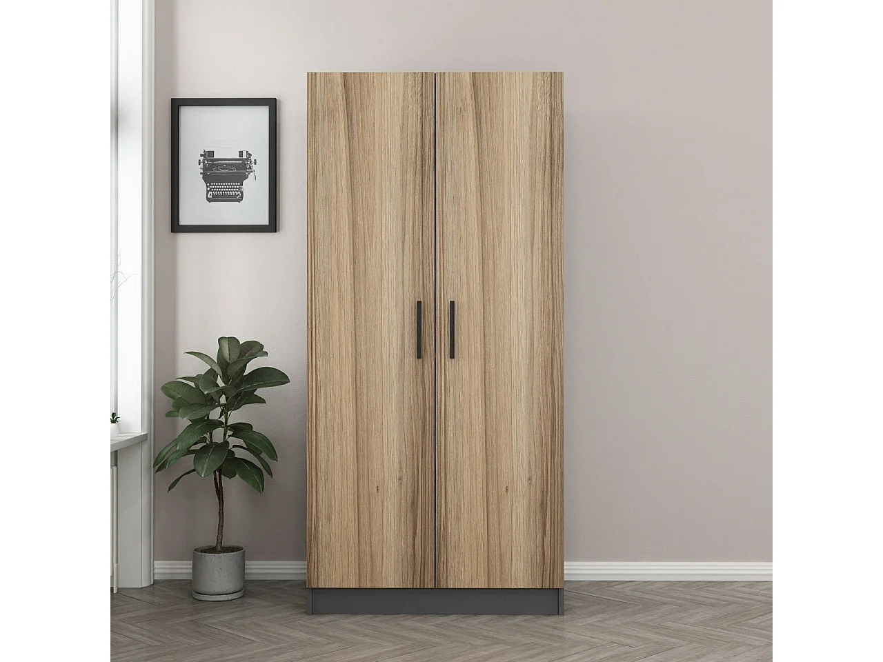 Armario Kale-210 color roble antracita 90x210x52 cm