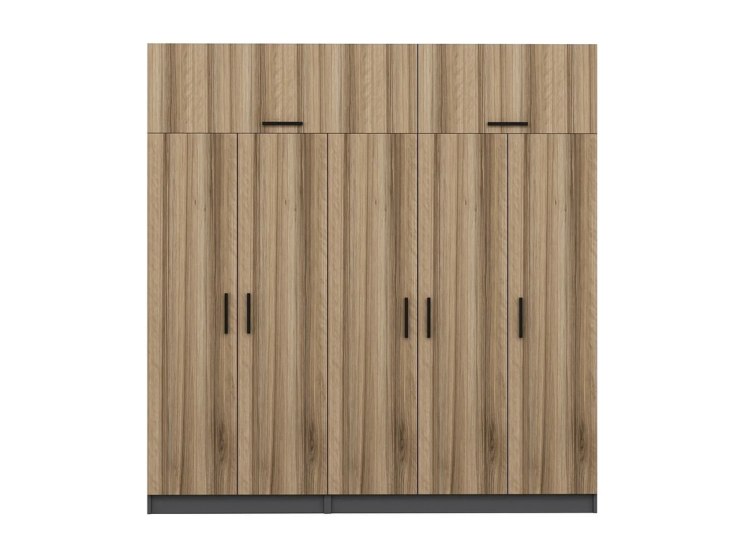 Guardaroba Kailua L257, Quercia|Antracite, 235x225x52cm, Porte guardaroba: Con cerniere