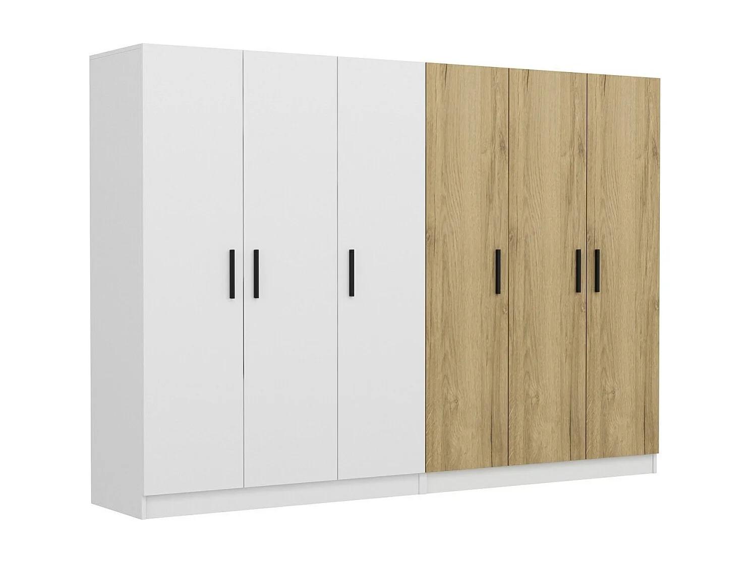 Guardaroba Kailua 1442, Noce|Bianco, 210x270x52cm, Porte guardaroba: Con cerniere