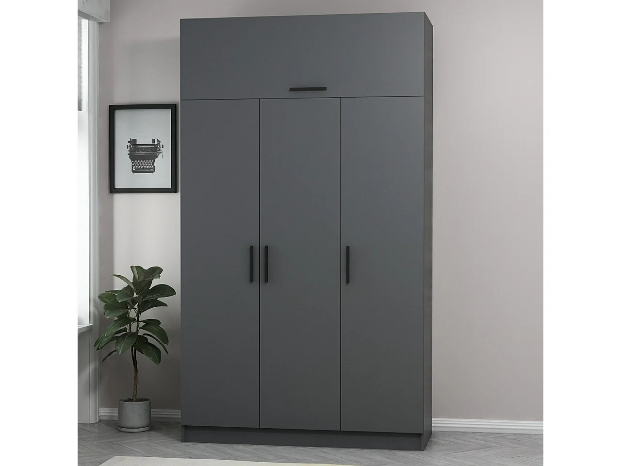 Armario Minar 3-2 255 antracita 135x255x52 cm