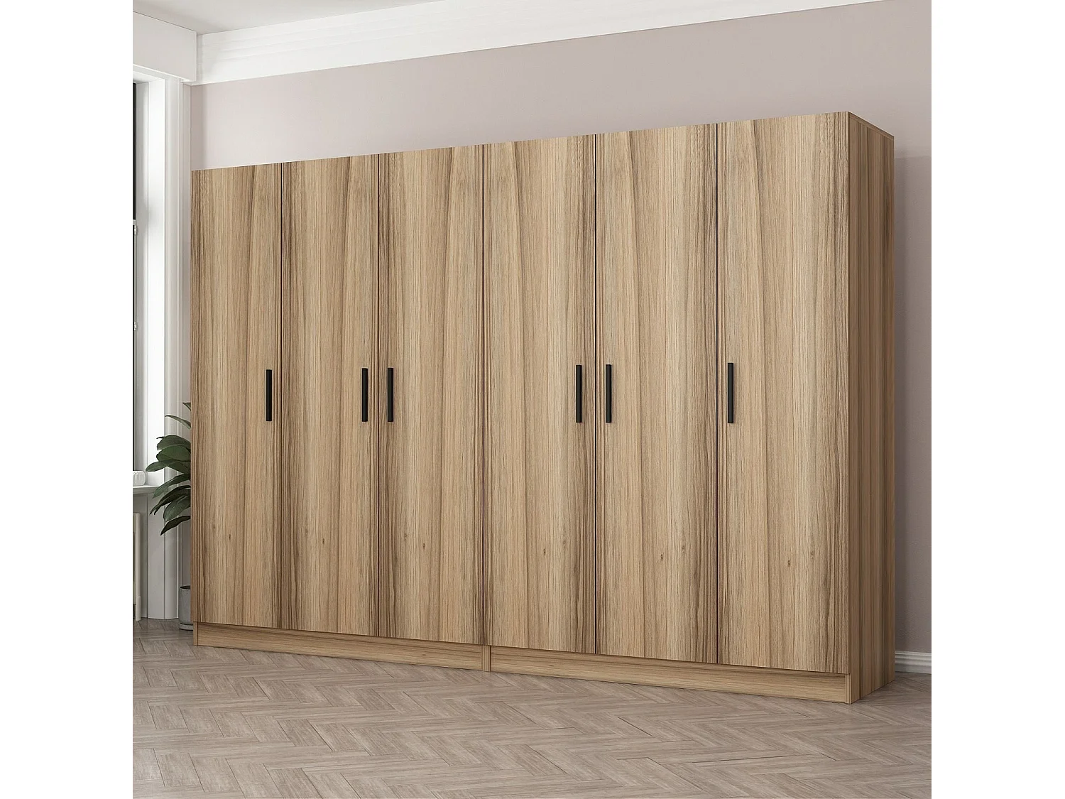 Guardaroba Kailua L163, Quercia, 190x270x52cm, Porte guardaroba: Con cerniere