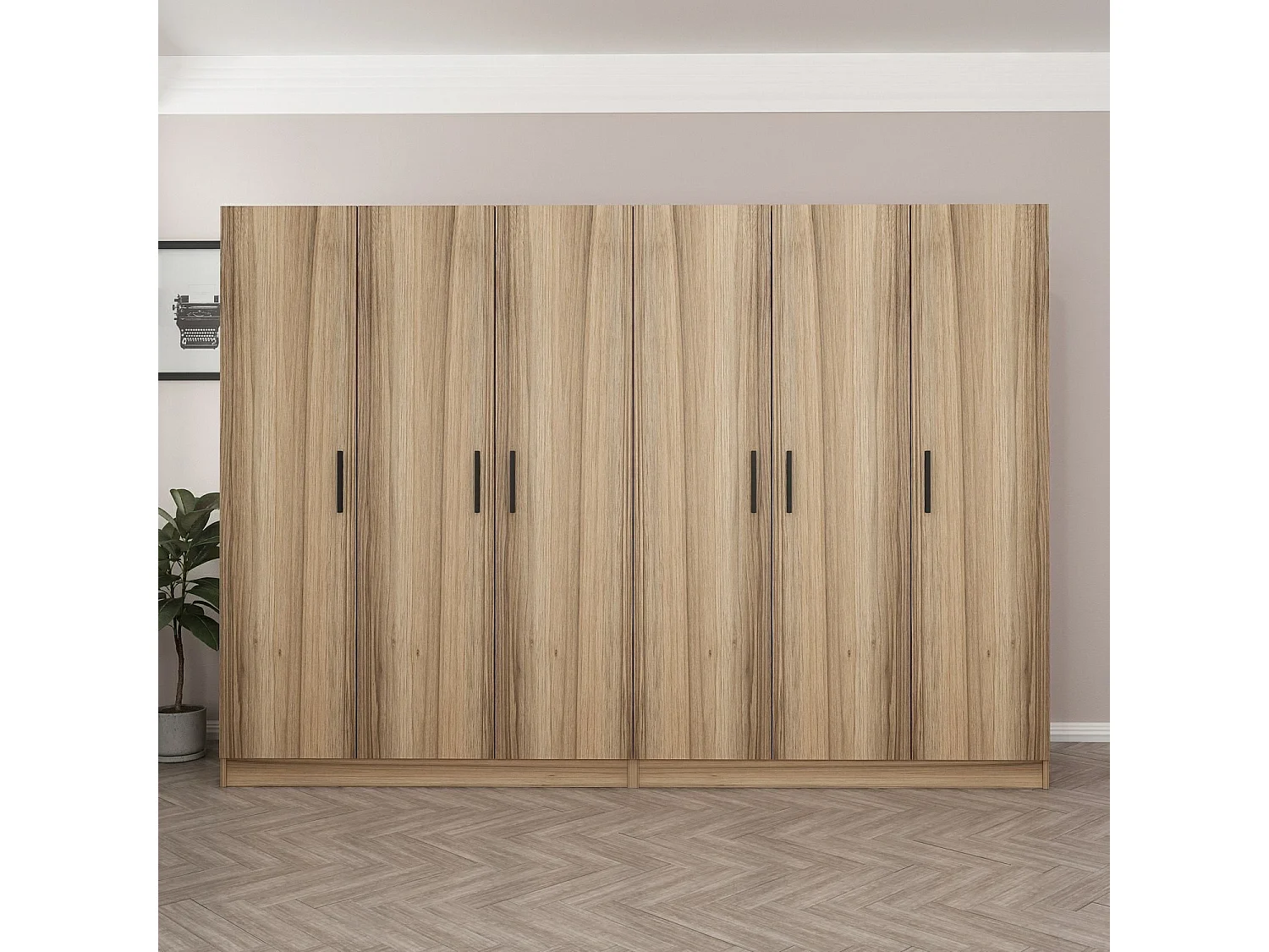 Guardaroba Kailua L163, Quercia, 190x270x52cm, Porte guardaroba: Con cerniere