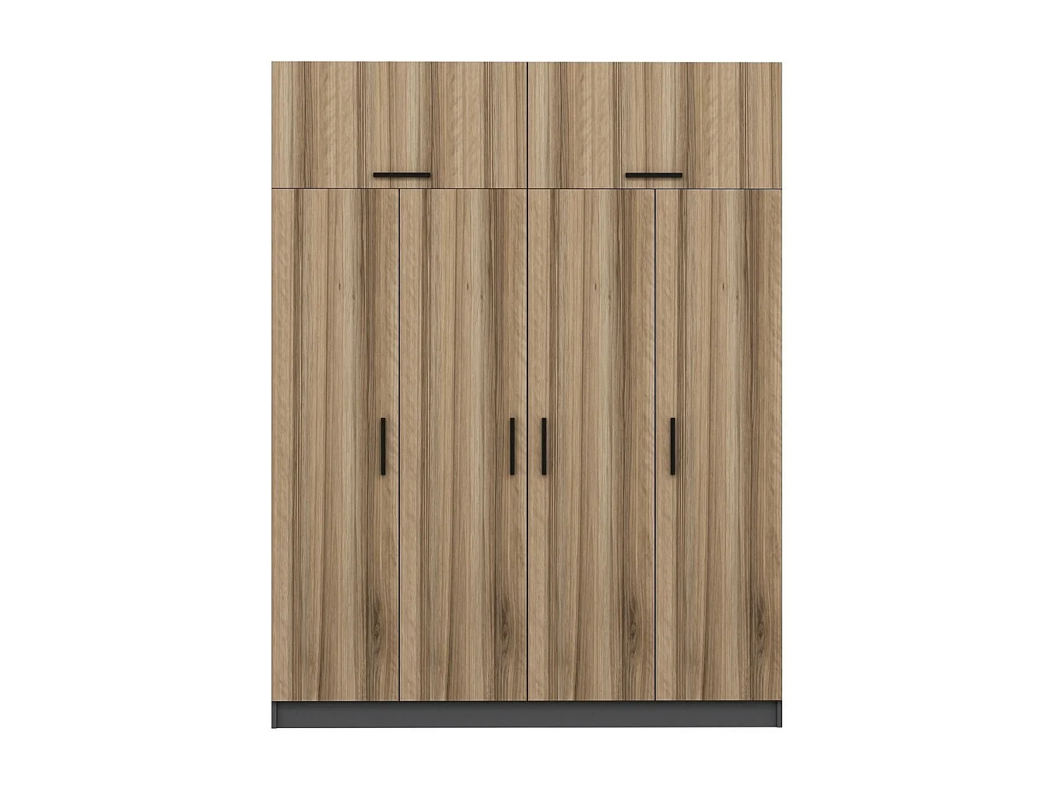 Guardaroba Kailua L147, Quercia|Antracite, 235x180x52cm, Porte guardaroba: Con cerniere