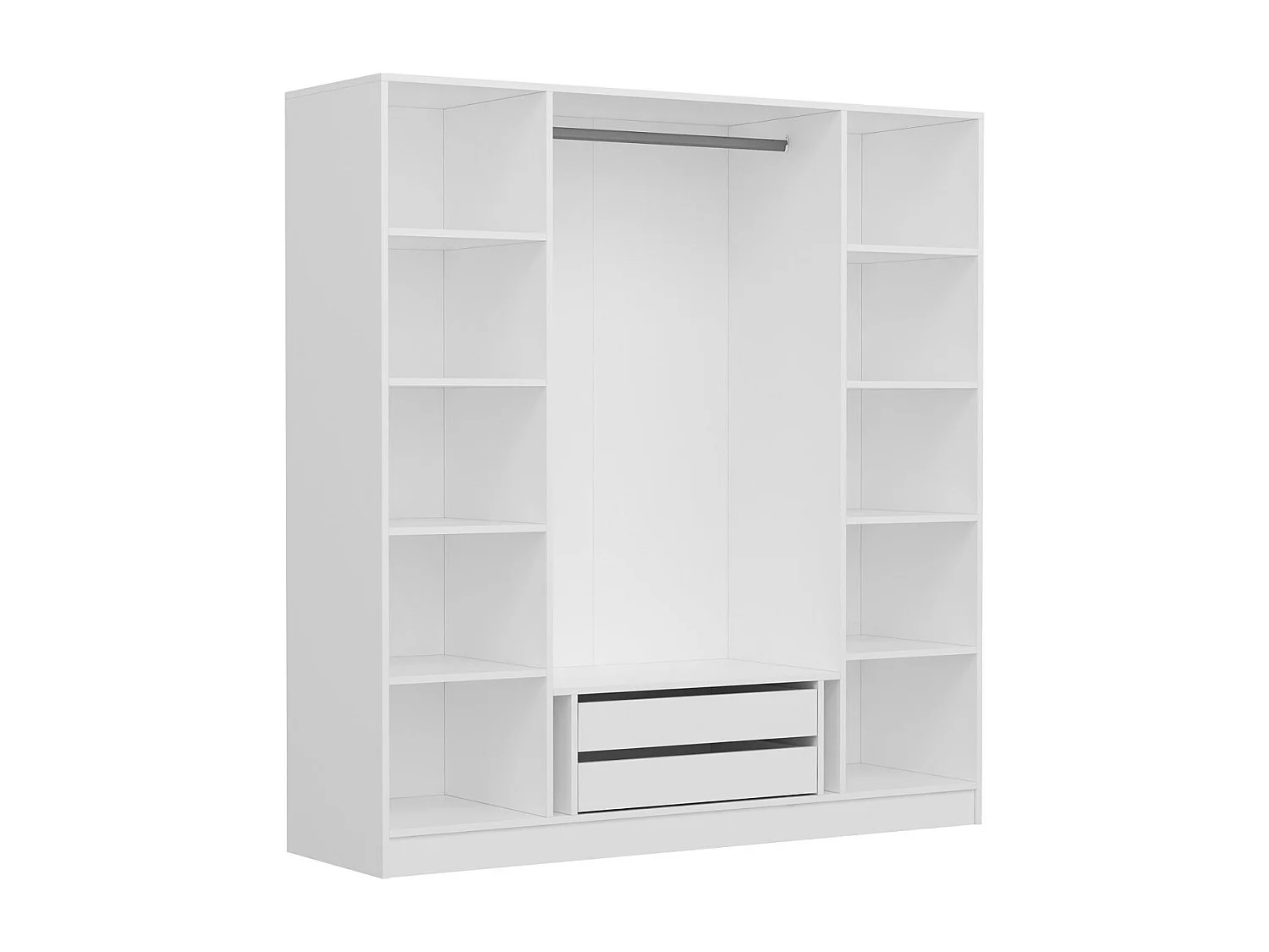 Guardaroba Kailua L135, Bianco, 190x180x52cm, Porte guardaroba: Con cerniere