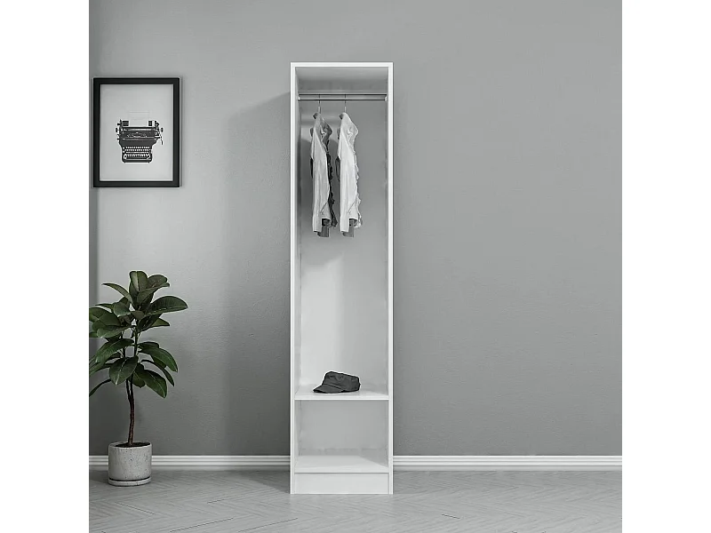 Guardaroba Kailua L336, Bianco, 210x45x52cm, Numero di ripiani: 1.00