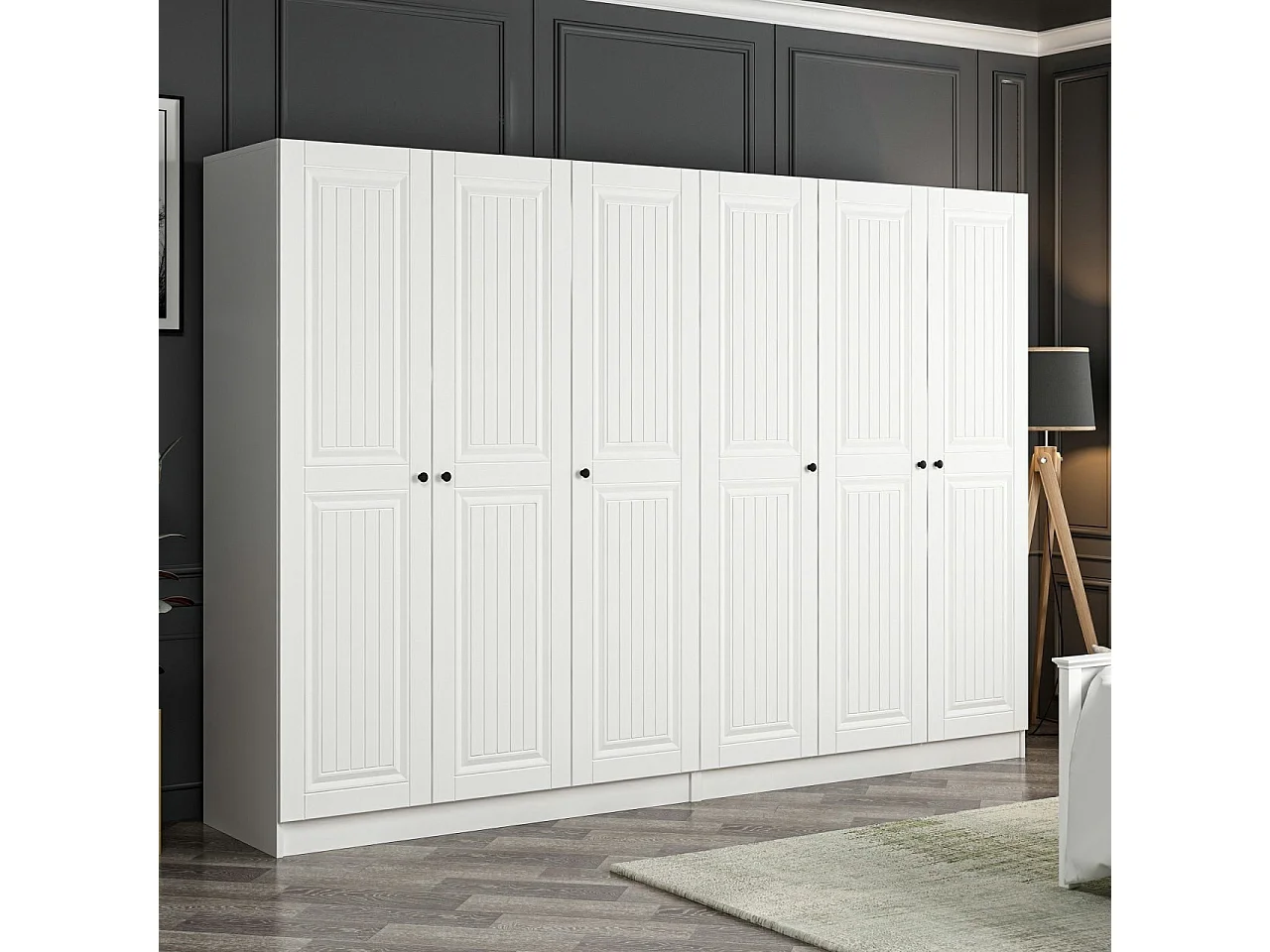 Guardaroba Kailua R138, Bianco, 190x270x52cm, Porte guardaroba: Con cerniere