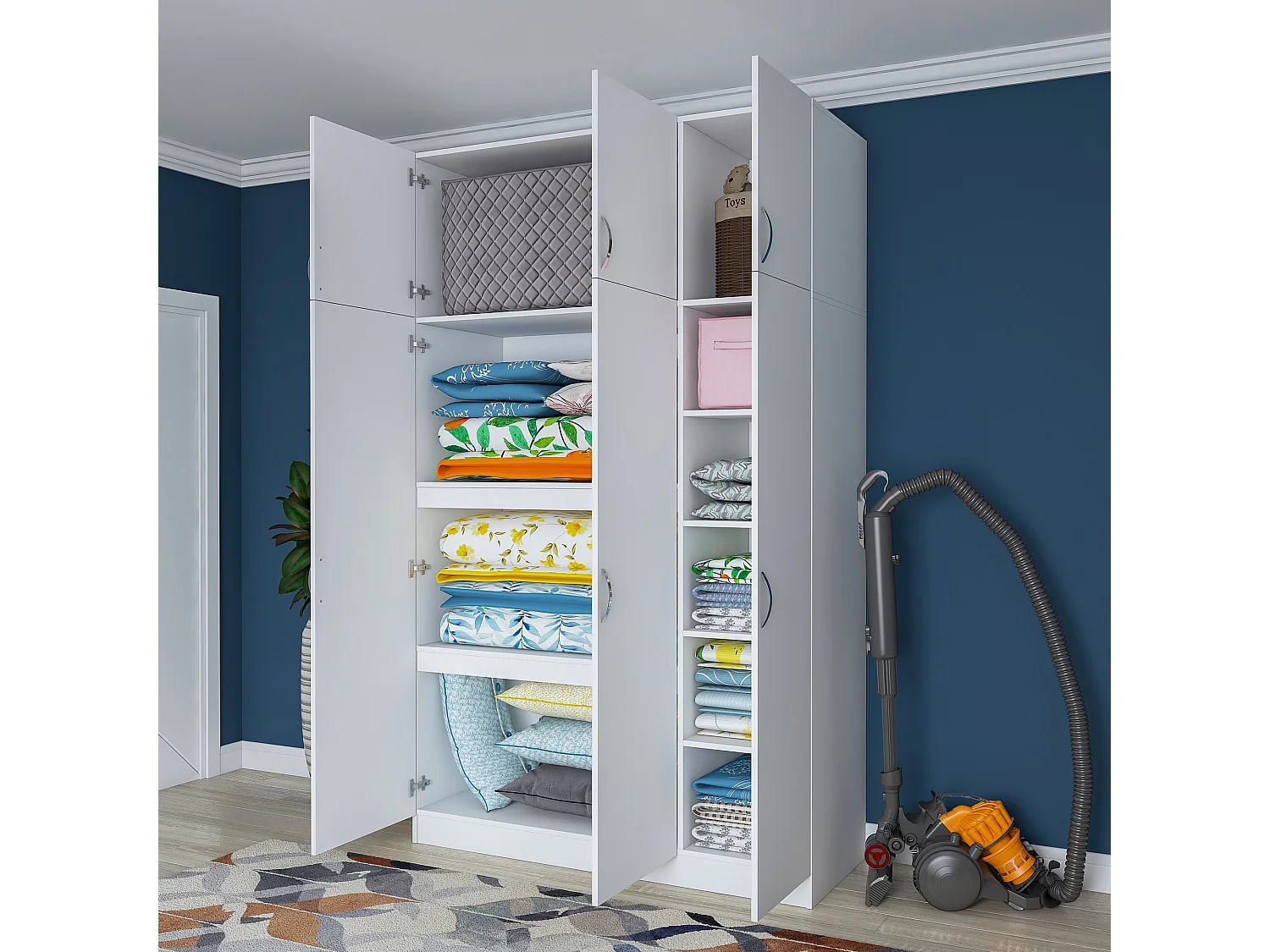 Roupeiro Elegante "Tyr" em Branco - Dimensões 145x239x55cm