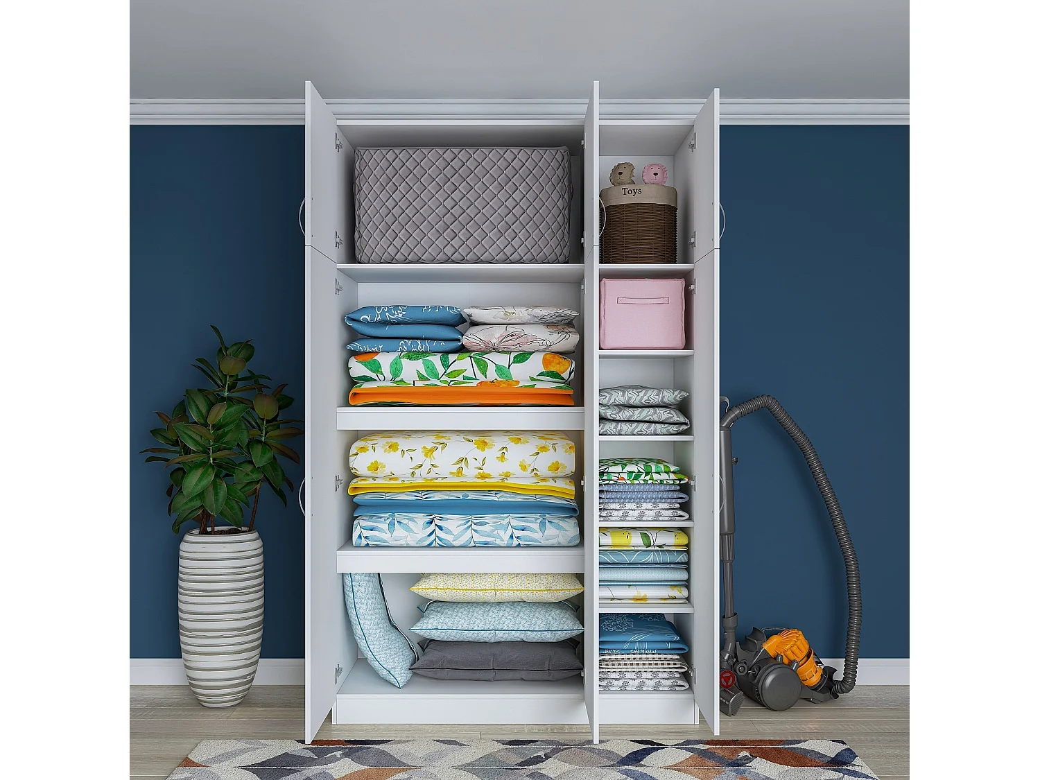 Roupeiro Elegante "Tyr" em Branco - Dimensões 145x239x55cm