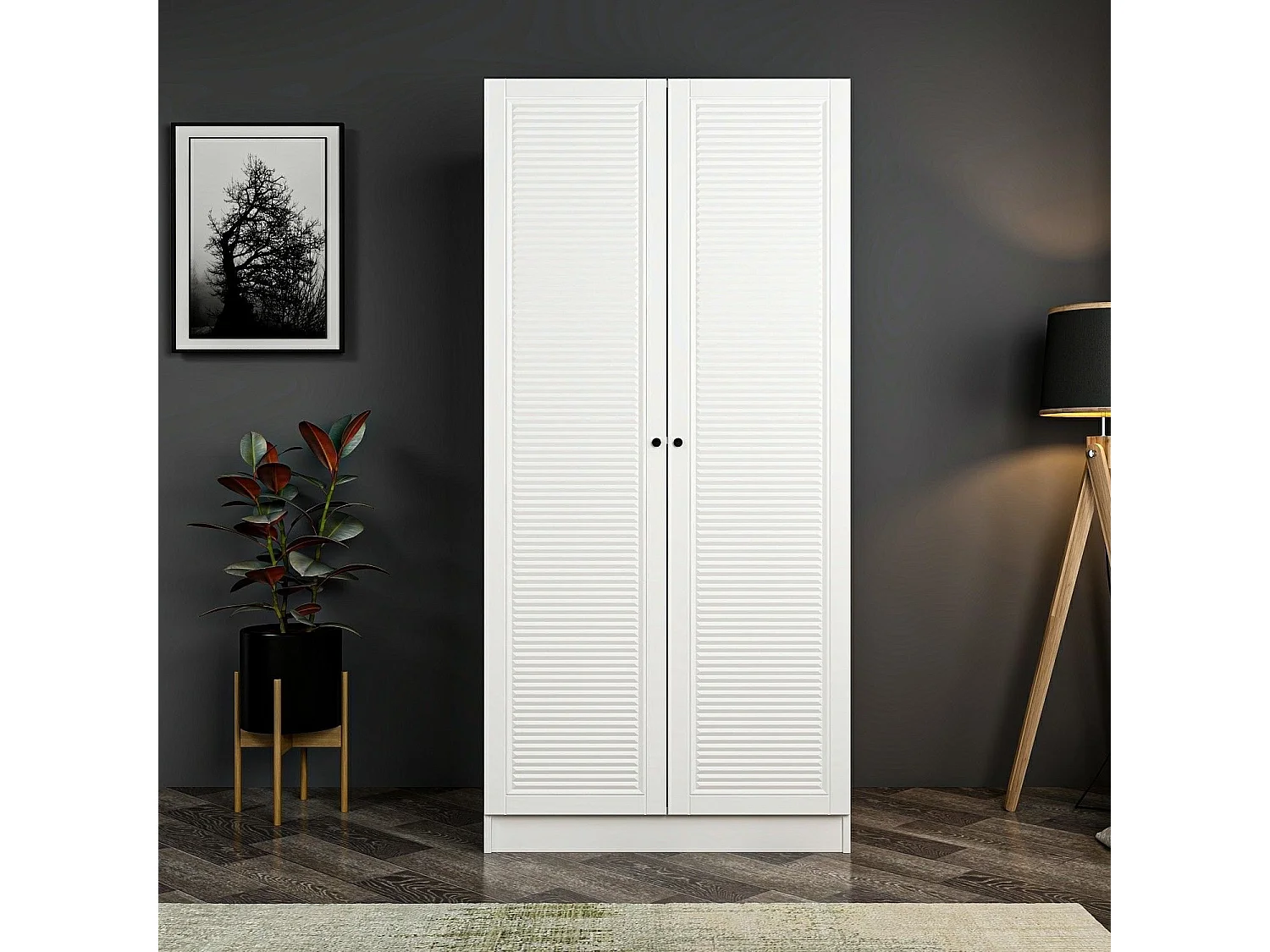 Guardaroba Kailua R102, Bianco, 190x90x52cm, Porte guardaroba: Con cerniere