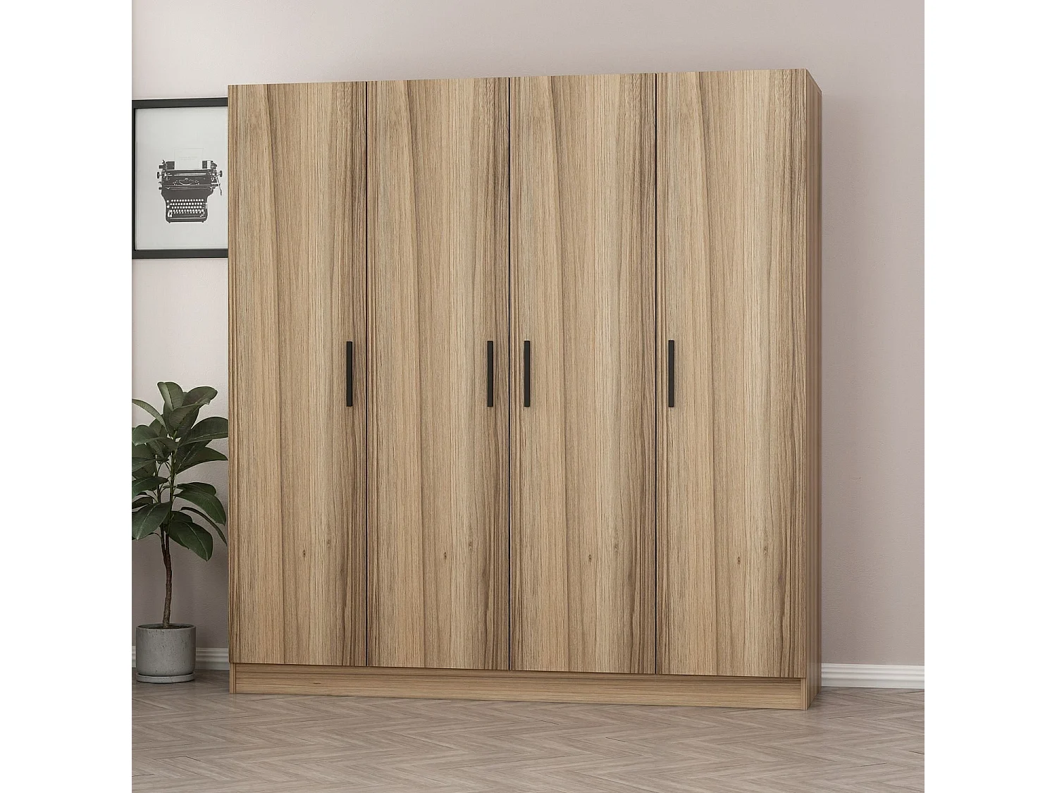 Guardaroba Kailua L135, Quercia, 190x180x52cm, Porte guardaroba: Con cerniere