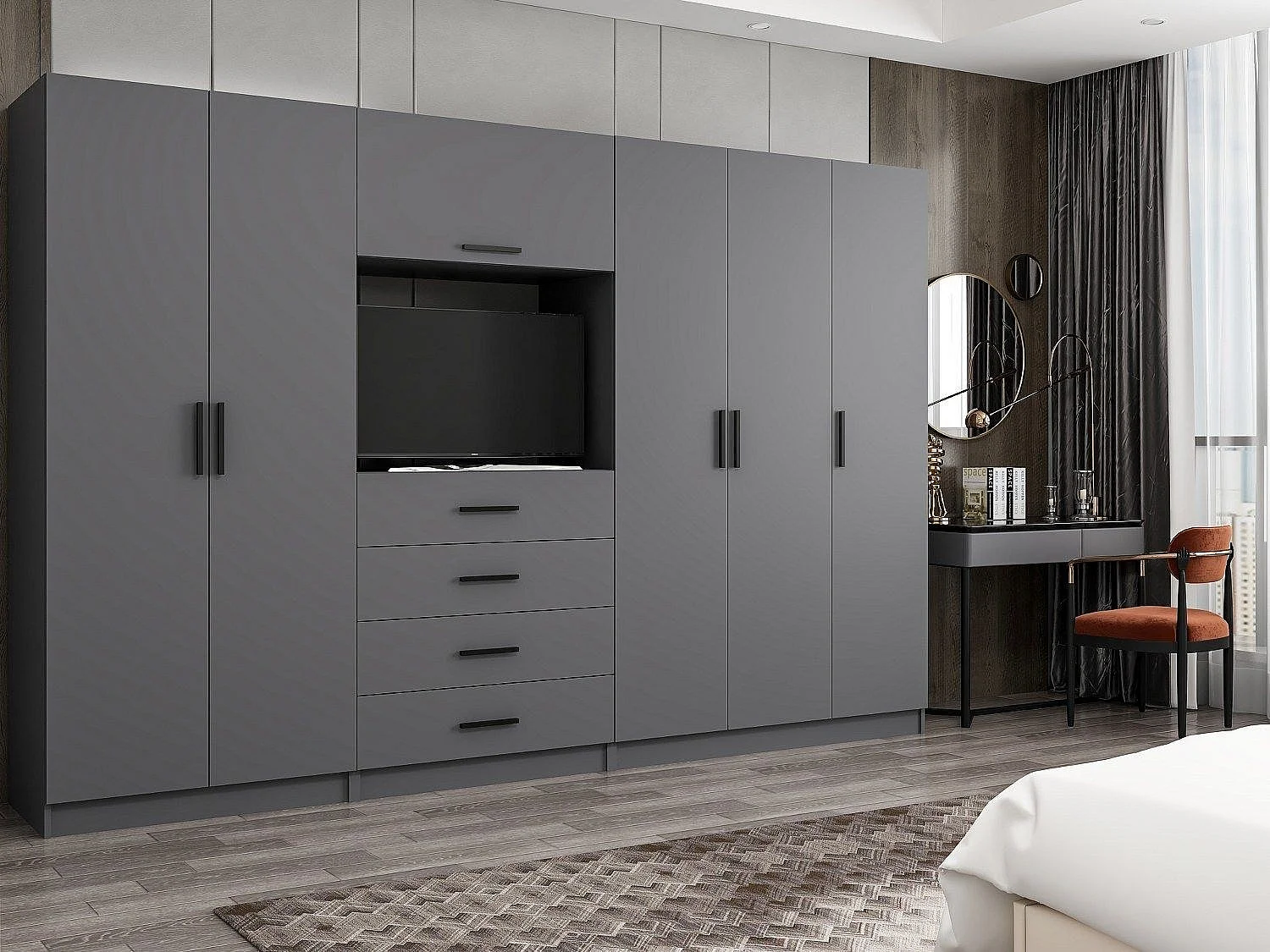 Armario Kale-7829 antracita 225x210x52 cm