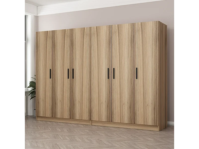 Guardaroba Kailua L167, Quercia, 210x270x52cm, Porte guardaroba: Con cerniere