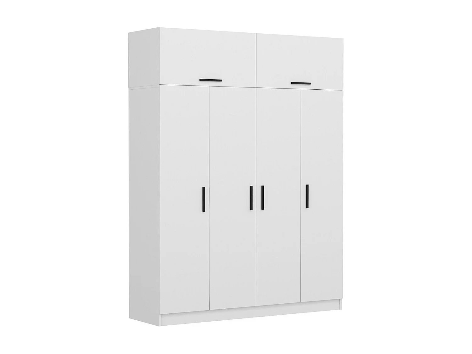 Guardaroba Kailua L148, Bianco, 255x180x52cm, Porte guardaroba: Con cerniere