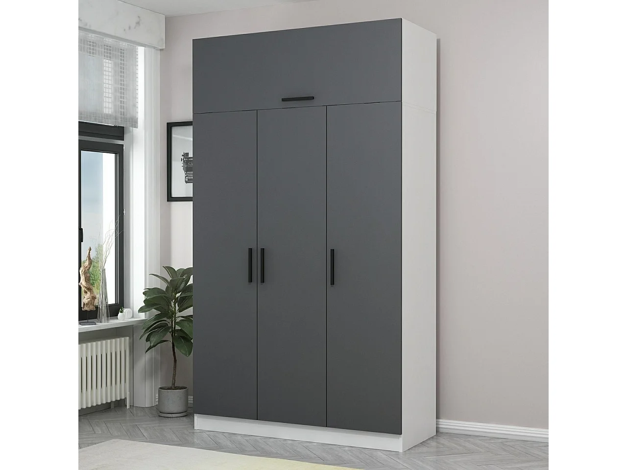 Armario Minar 255 antracita blanco 135x255x52 cm