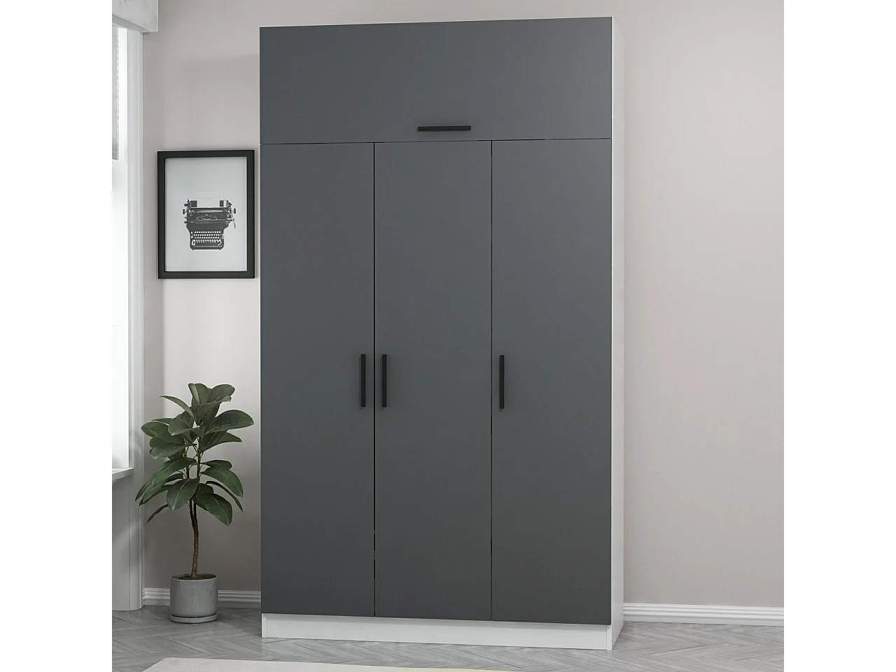 Armario Minar 255 antracita blanco 135x255x52 cm