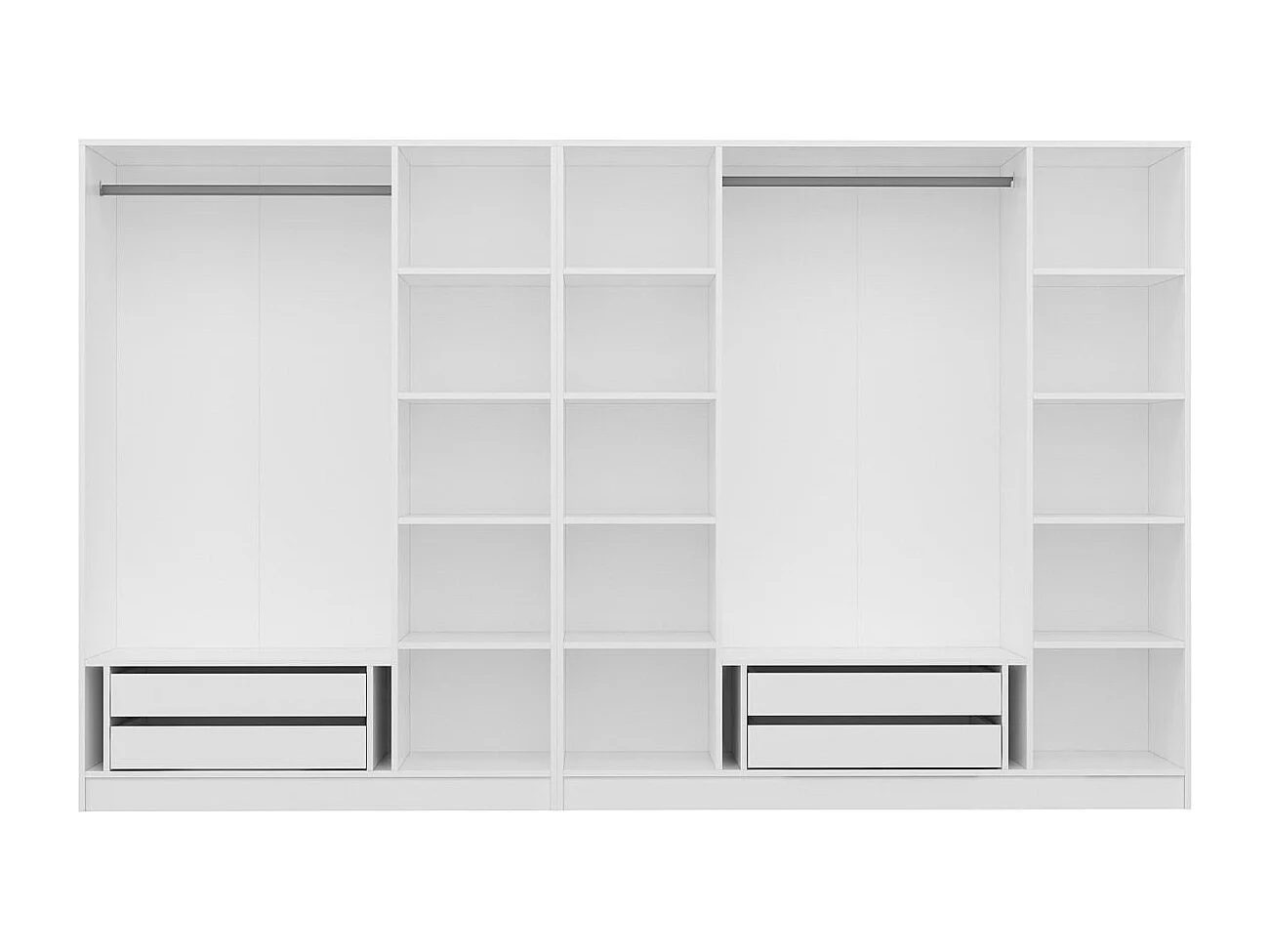 Guardaroba Kailua L157, Bianco, 210x315x52cm, Porte guardaroba: Con cerniere