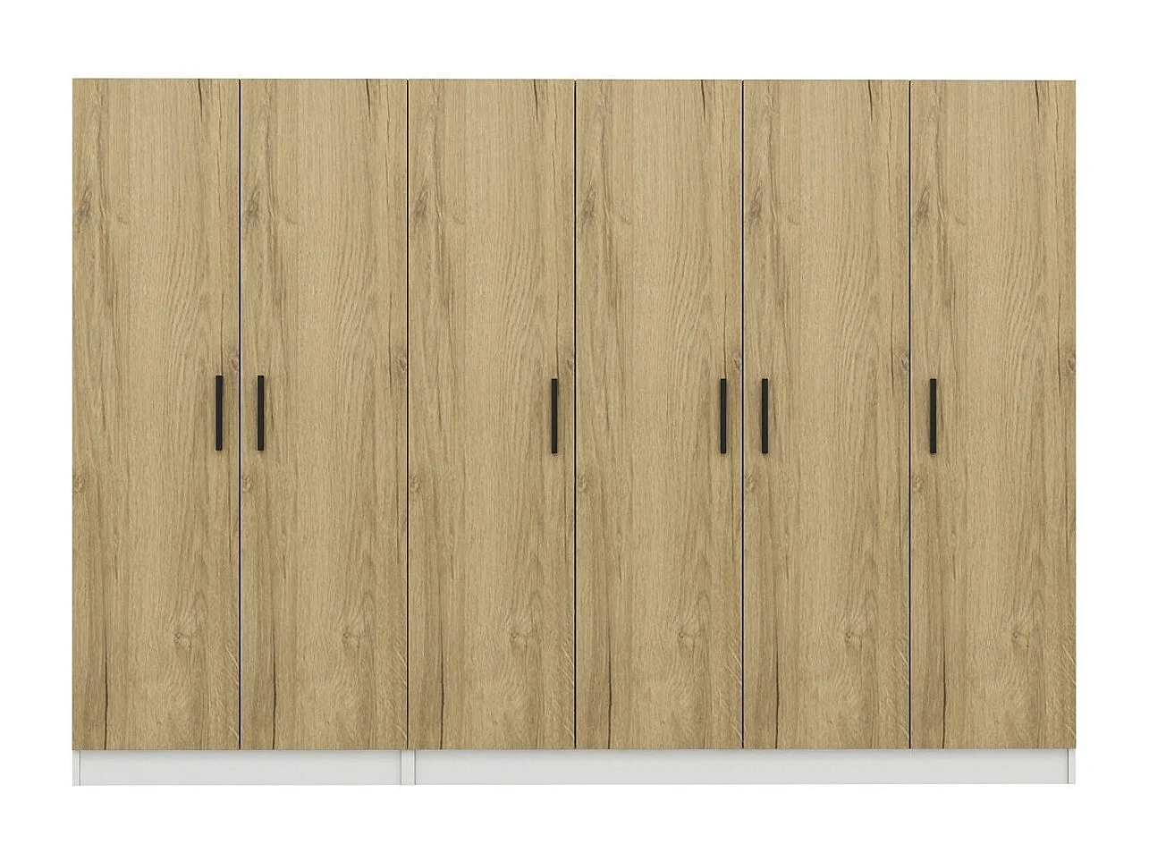 Guardaroba Kailua L253, Bianco|Noce, 210x270x52cm, Porte guardaroba: Con cerniere