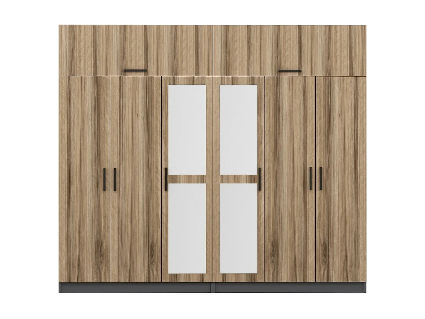 Guardaroba Kailua L320, Quercia|Antracite, 255x270x52cm, Porte guardaroba: Con cerniere