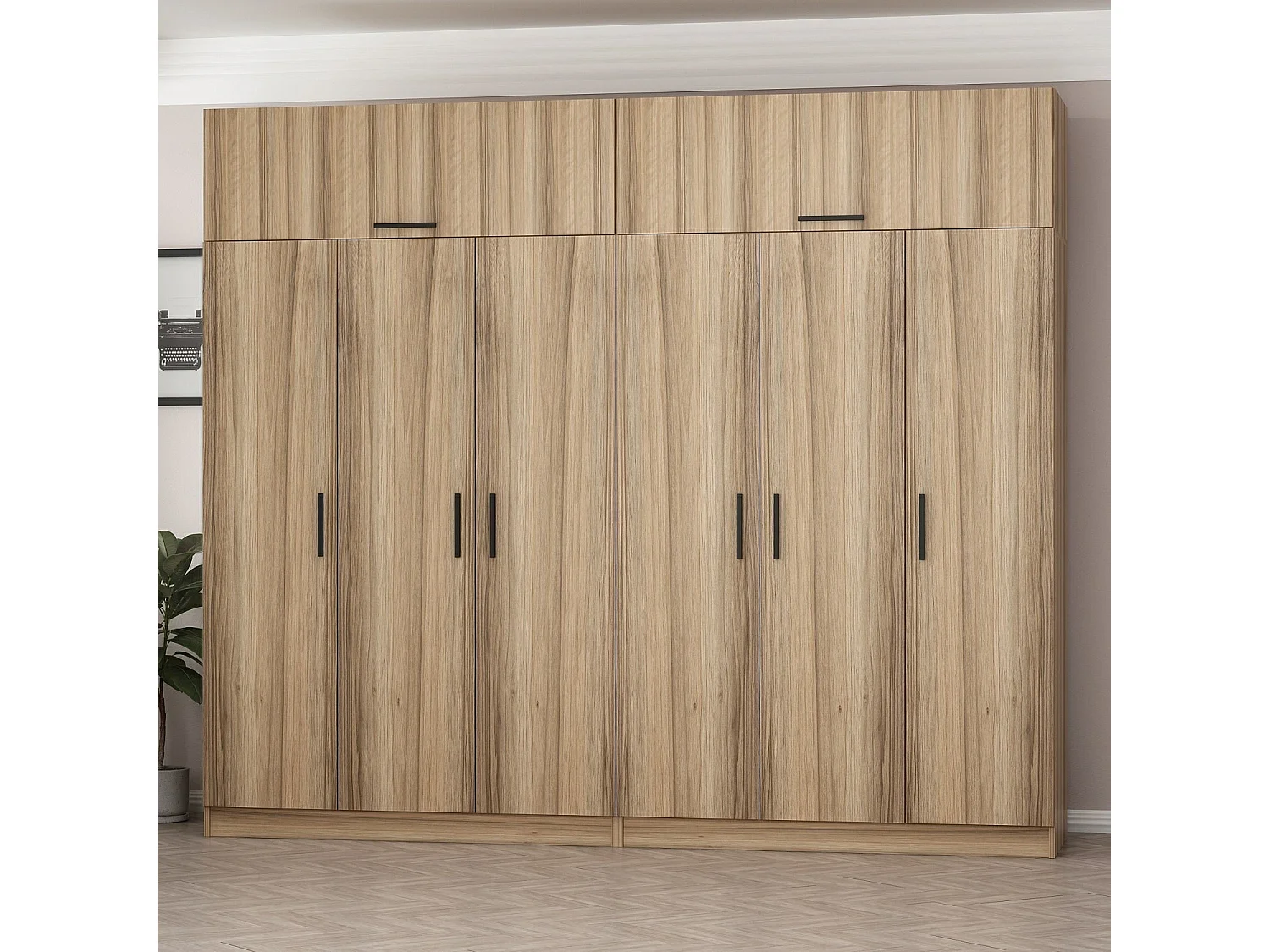 Guardaroba Kailua L280, Quercia, 235x270x52cm, Porte guardaroba: Con cerniere