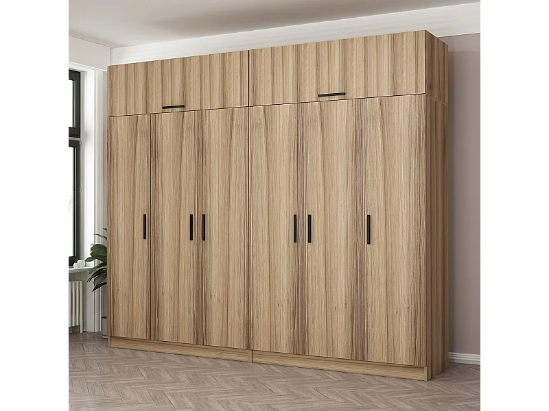 Guardaroba Kailua L280, Quercia, 235x270x52cm, Porte guardaroba: Con cerniere