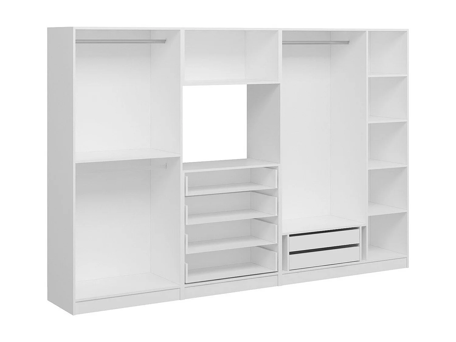 Guardaroba Kailua N142, Bianco, 210x315x52cm, Porte guardaroba: Con cerniere