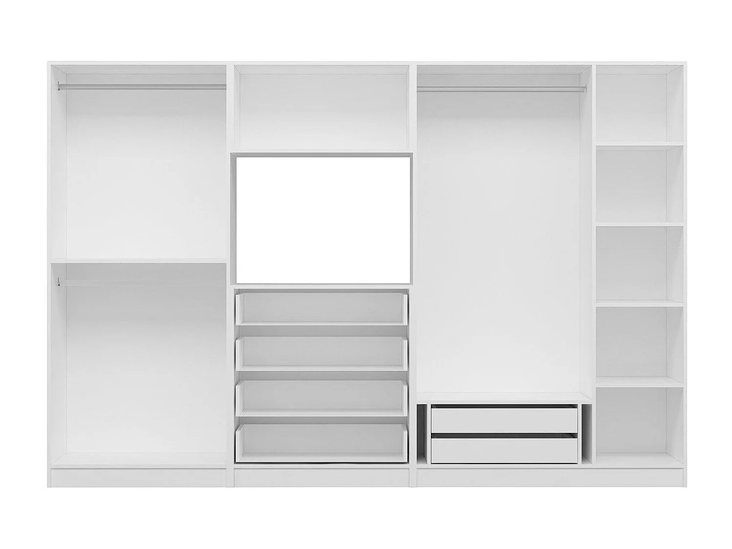 Guardaroba Kailua N142, Bianco, 210x315x52cm, Porte guardaroba: Con cerniere