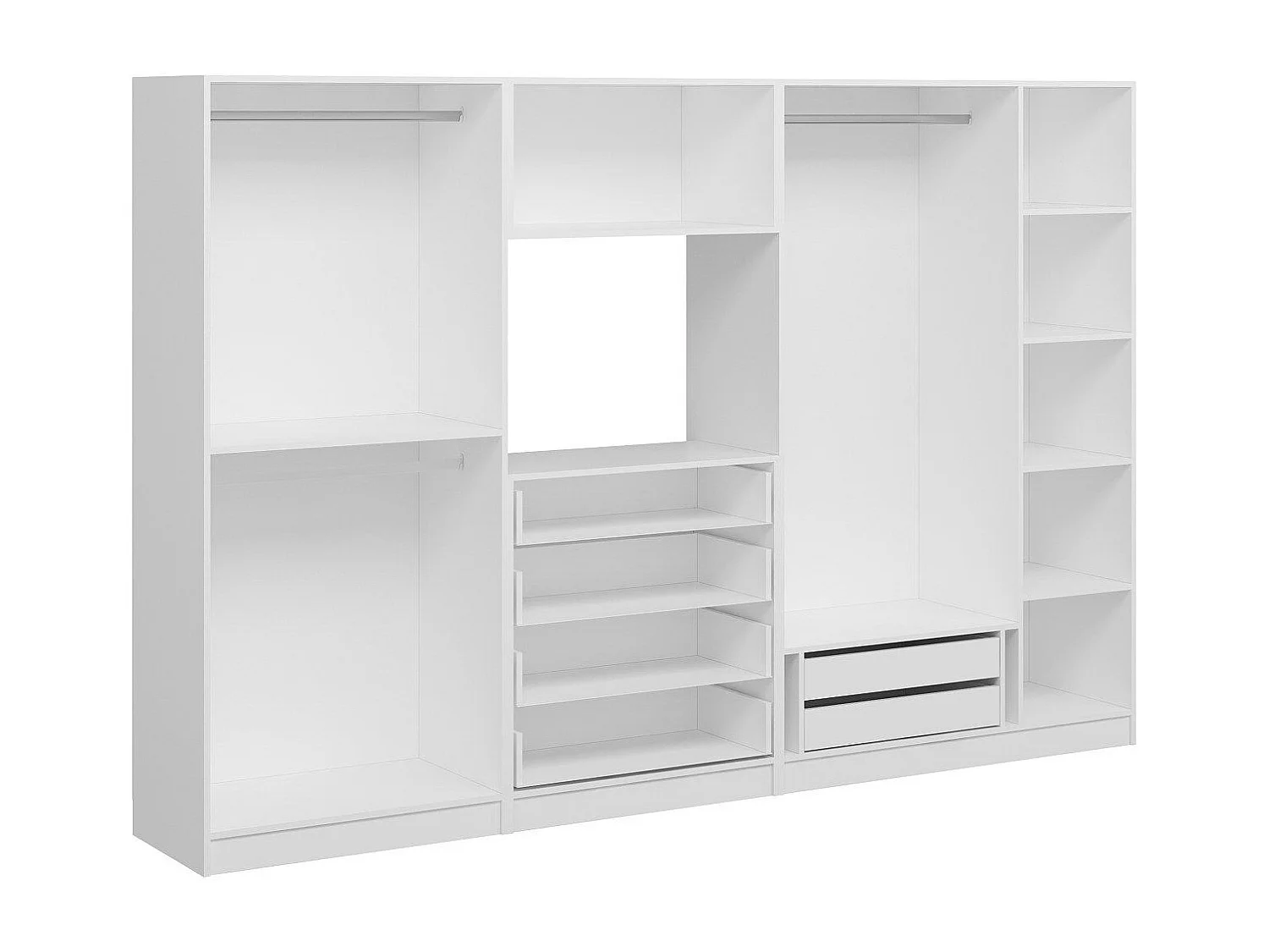 Guardaroba Kailua N142, Bianco, 210x315x52cm, Porte guardaroba: Con cerniere