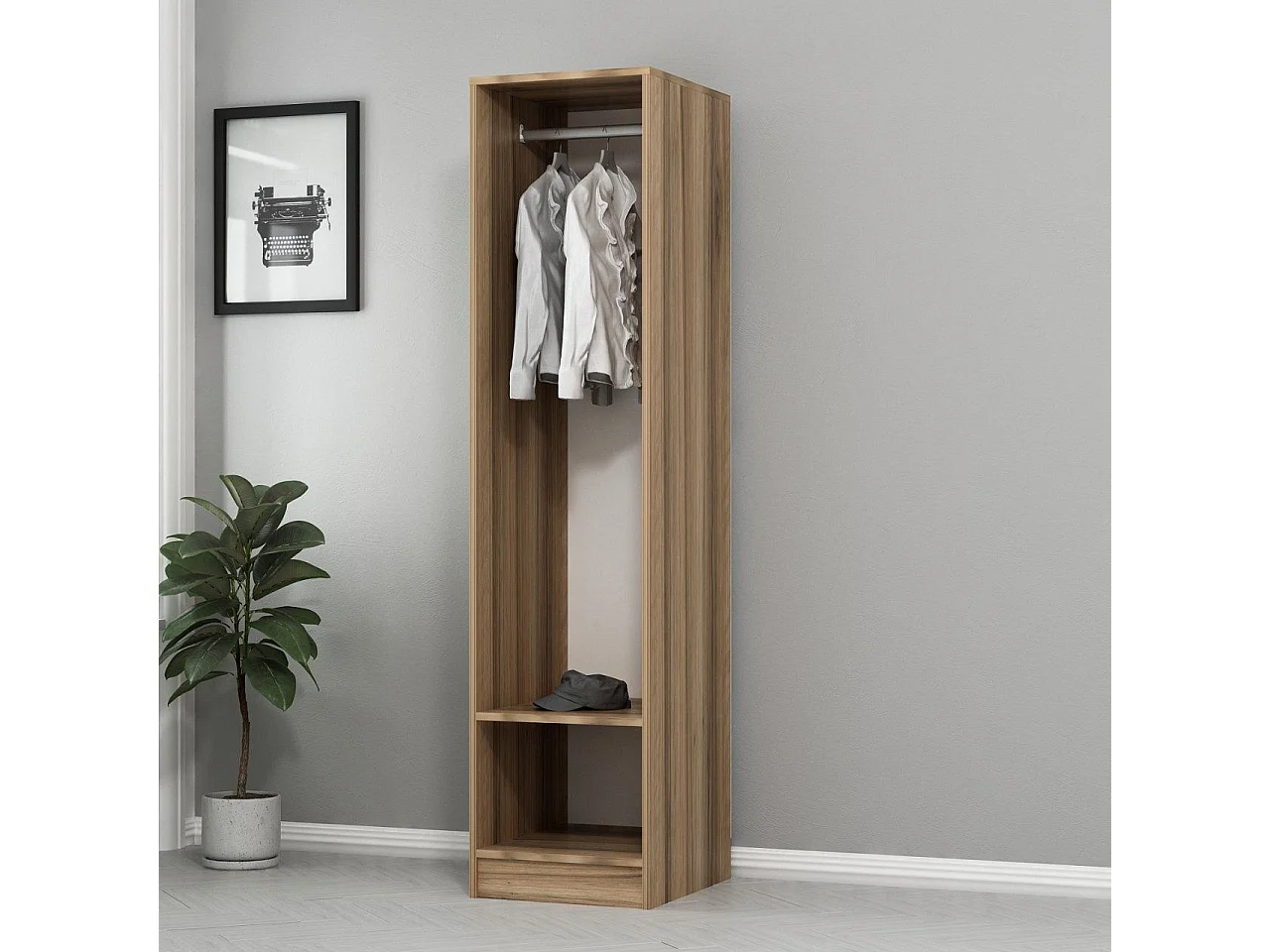 Guardaroba Kailua 691, Quercia, 190x45x52cm, Numero di ripiani: 1.00