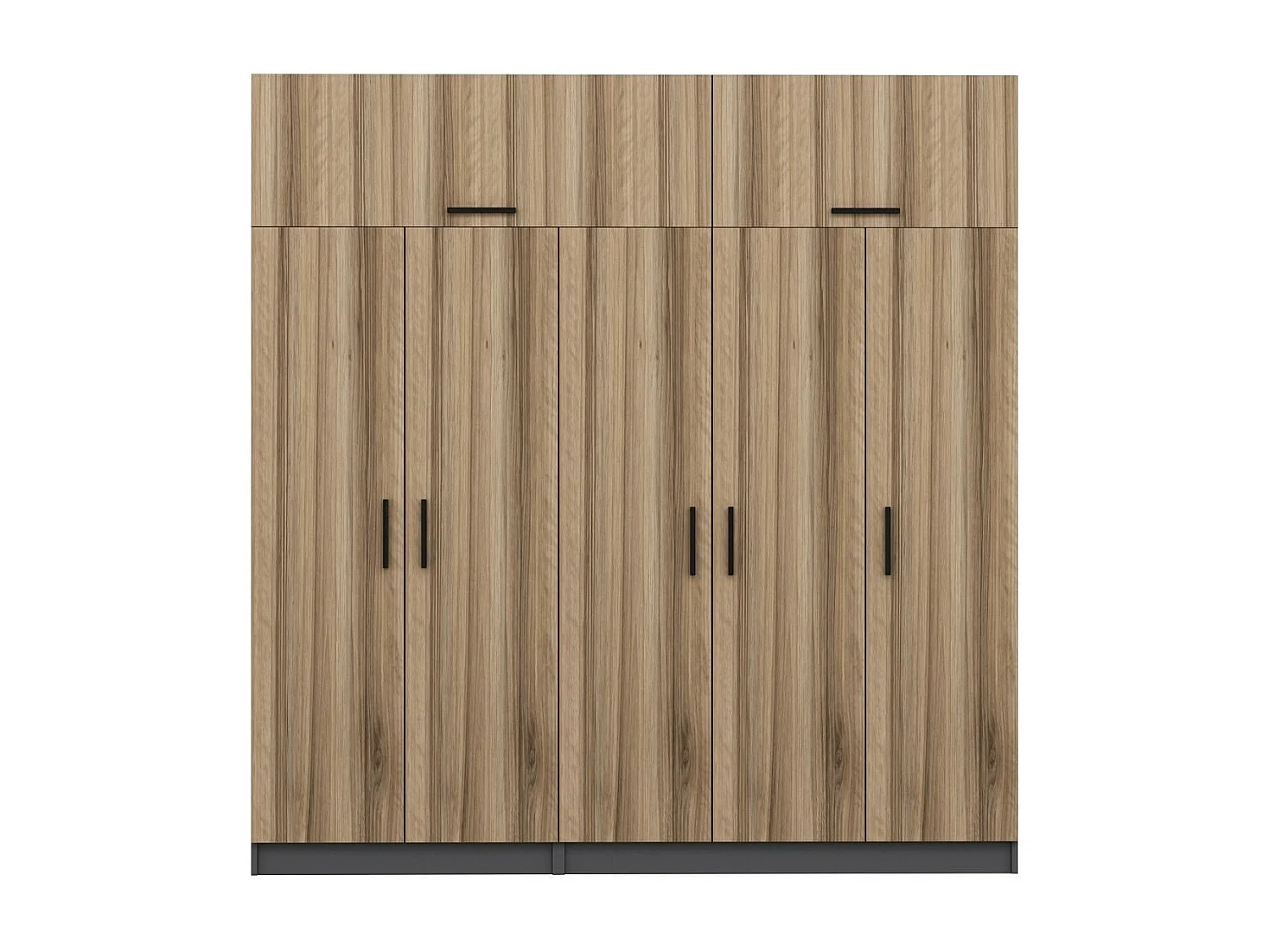 Guardaroba Kailua L258, Quercia|Antracite, 255x225x52cm, Porte guardaroba: Con cerniere