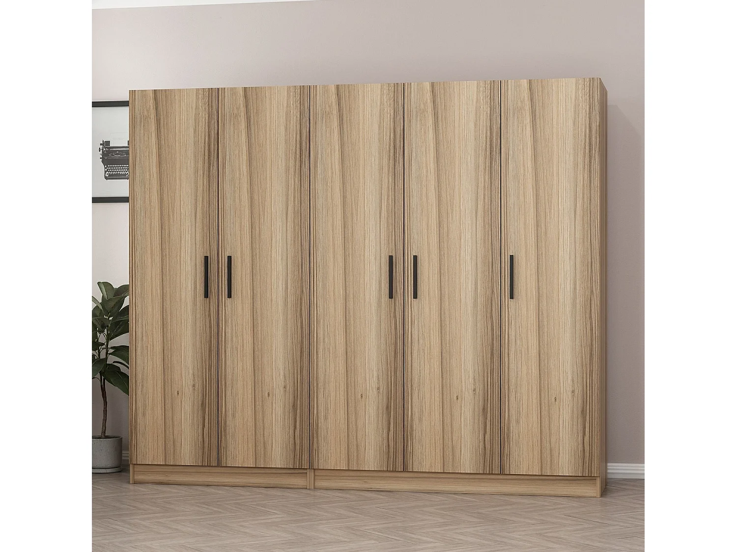 Guardaroba Kailua L225, 190x225x52cm, Porte guardaroba: Con cerniere