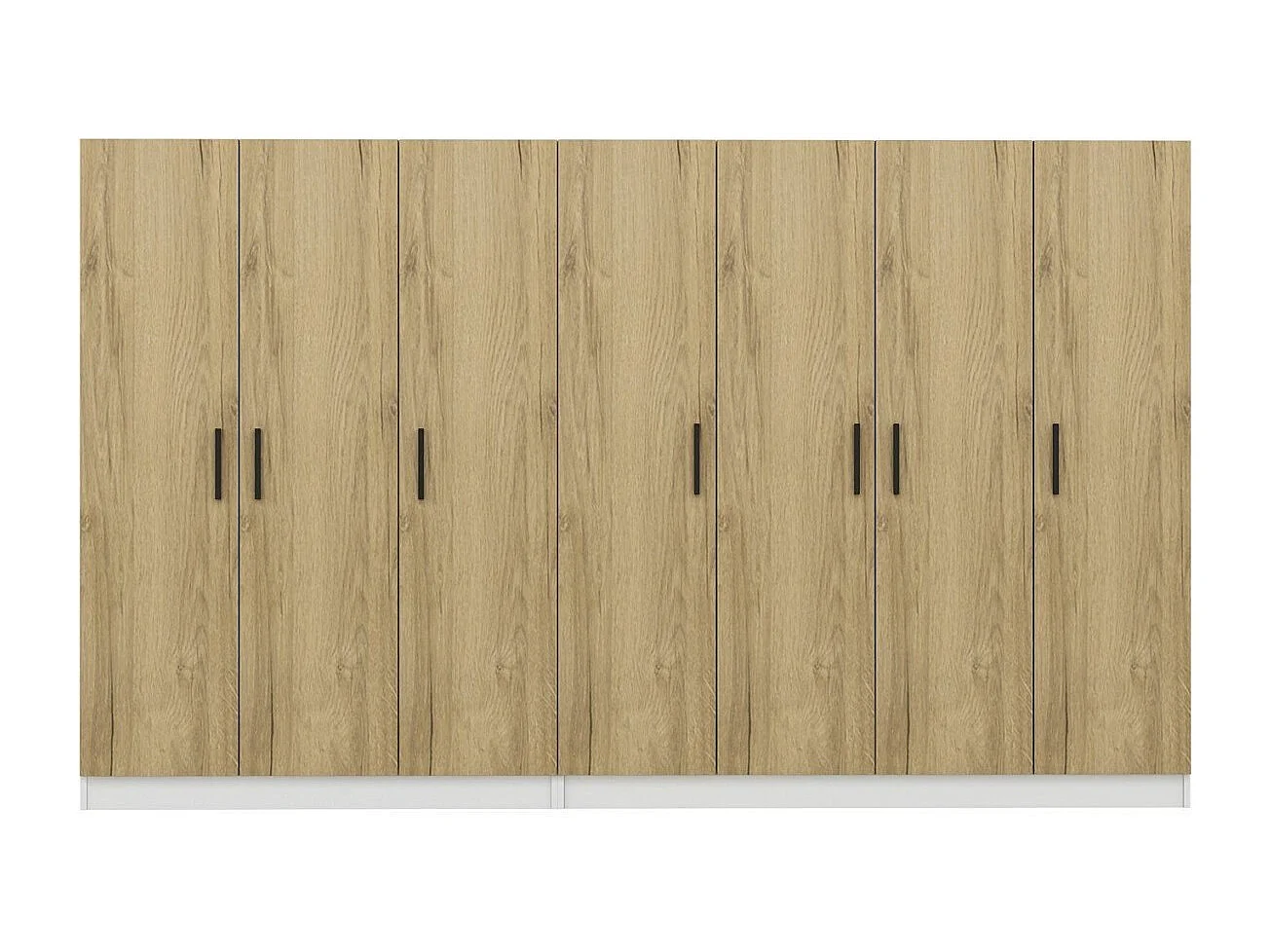 Guardaroba Kailua 1441, Noce|Bianco, 210x315x52cm, Porte guardaroba: Con cerniere