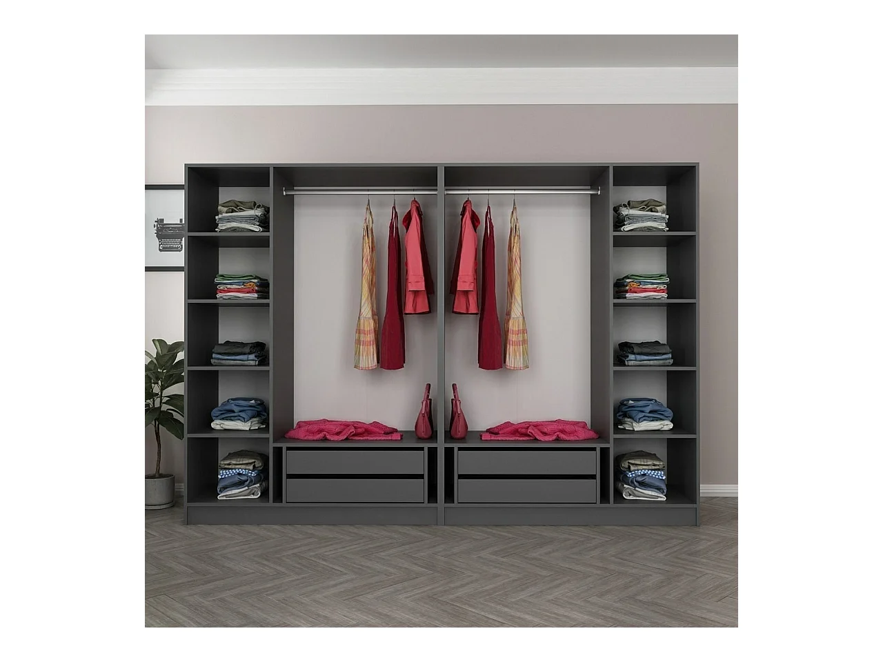 Armario Kale-5094 antracita 270x210x52 cm