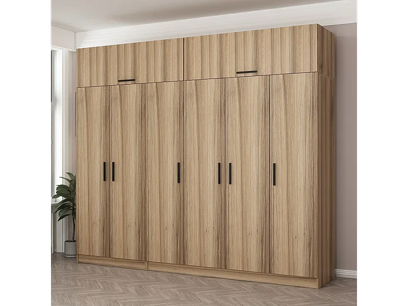 Guardaroba Kailua L312, Quercia, 235x270x52cm, Porte guardaroba: Con cerniere