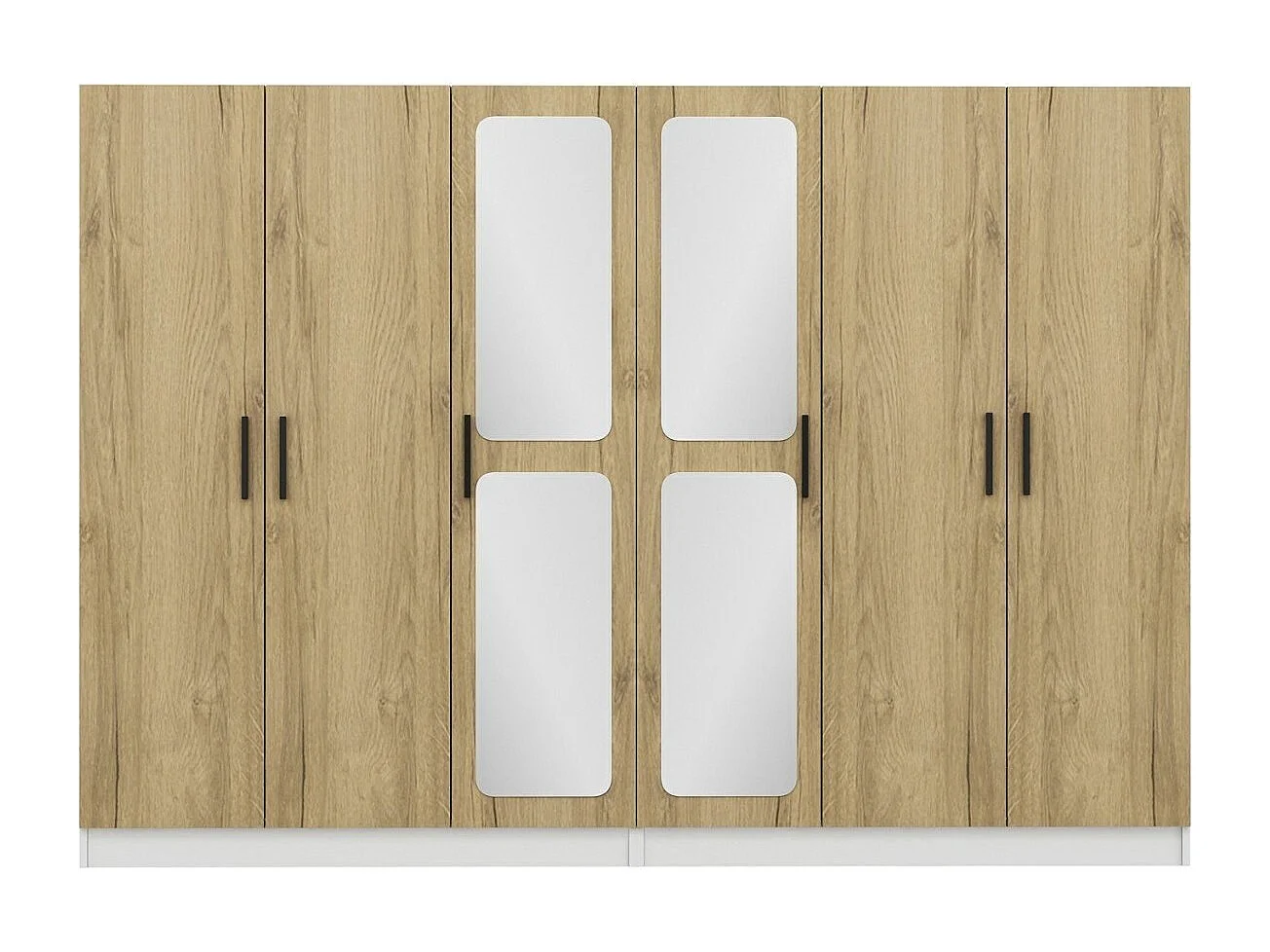 Guardaroba Kailua L252, Bianco|Noce, 210x270x52cm, Porte guardaroba: Con cerniere