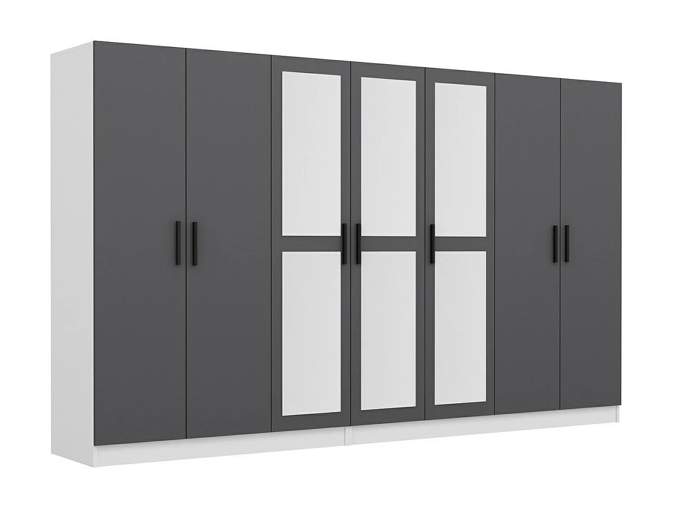 Guardaroba Kailua L268, Antracite|Bianco, 210x315x52cm, Porte guardaroba: Con cerniere