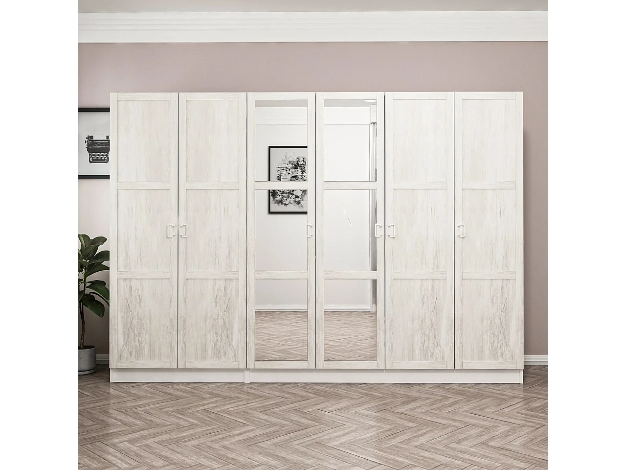 Armario Kale Country-3844 blanco 225x210x52 cm