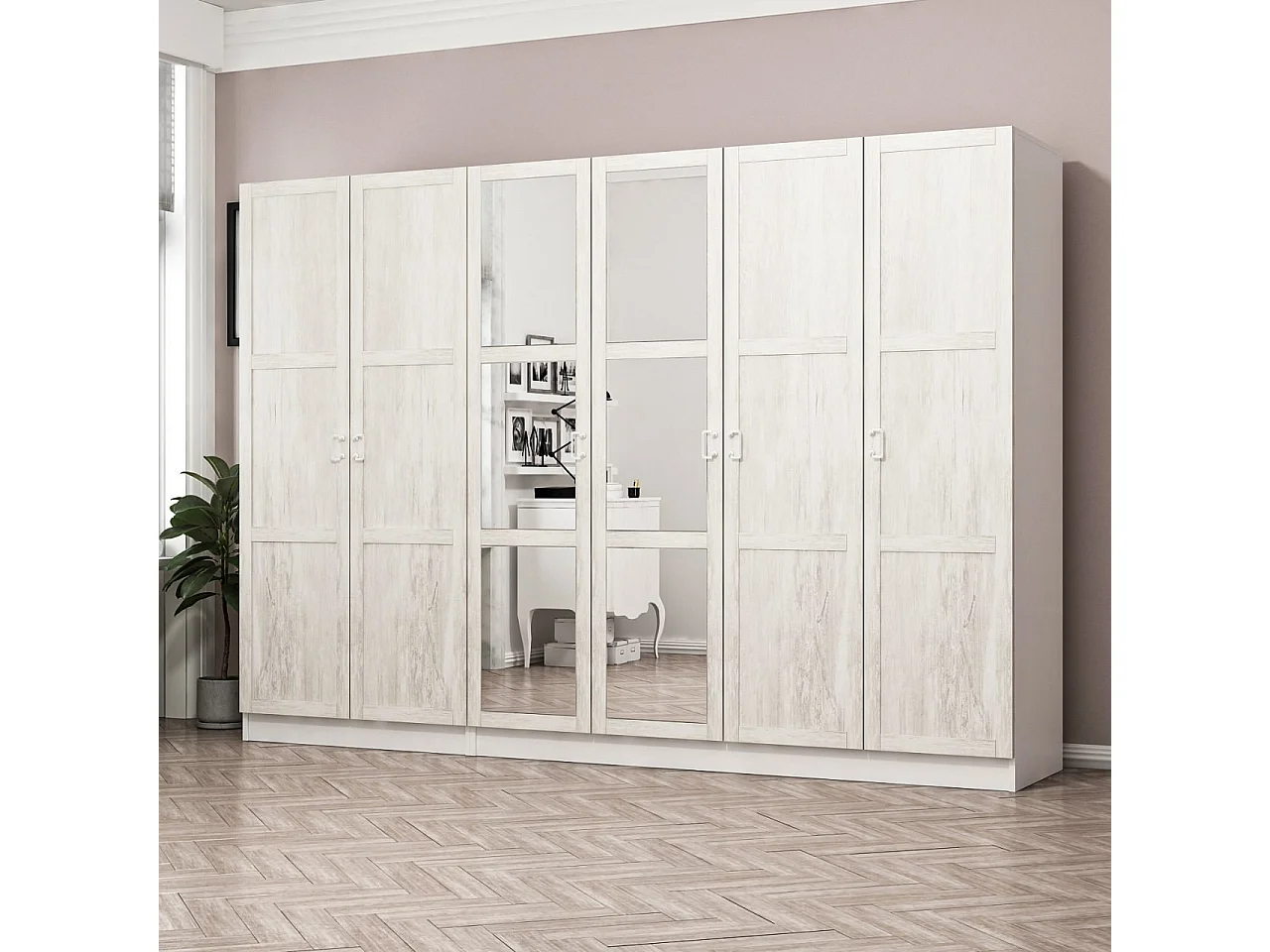 Armario Kale Country-3844 blanco 225x210x52 cm