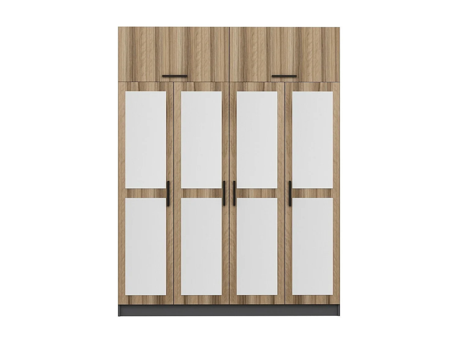Guardaroba Kailua 1421, Quercia|Antracite, 235x180x52cm, Porte guardaroba: Con cerniere