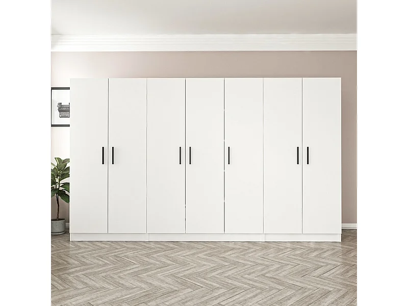 Guardaroba Kailua L164, Bianco, 210x315x52cm