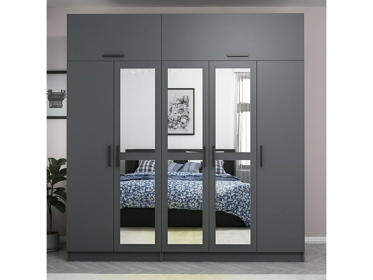 Armario Kale-5276 antracita 225x255x52 cm